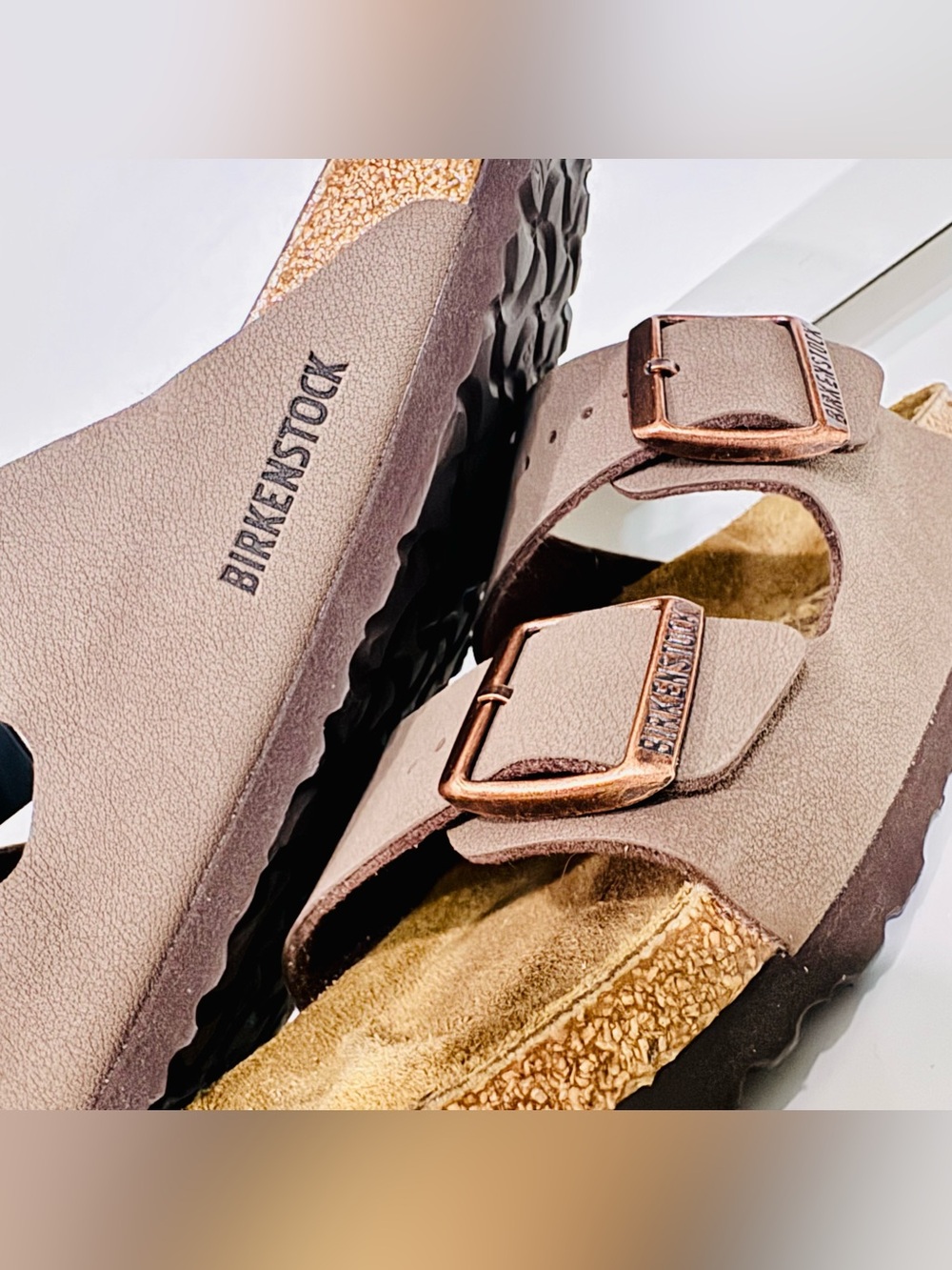 Birkenstock Arizona Mocha Size 38 US 7 Copper Buckles Preowned
